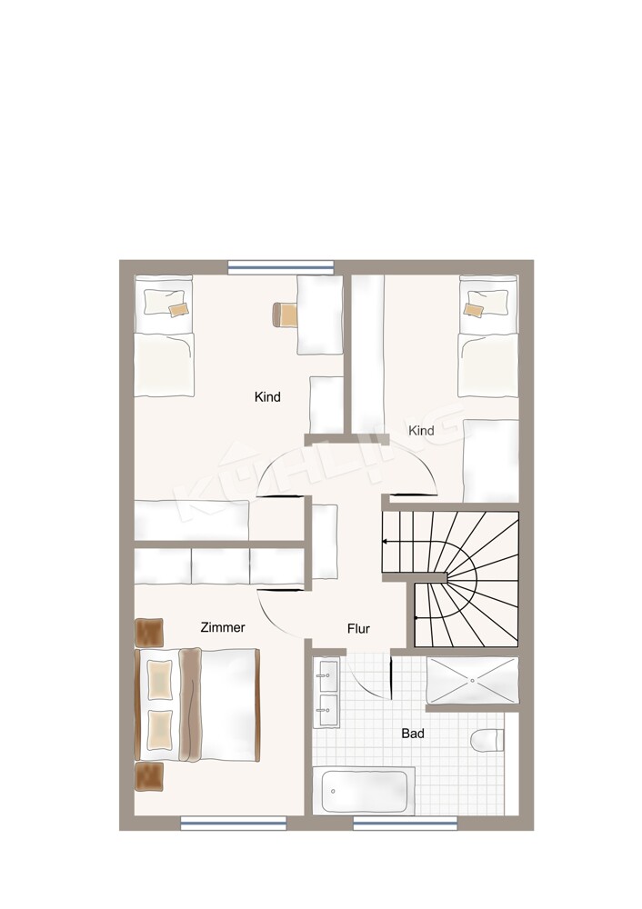 Grundriss OG - Abweichungen vorbehalten - Reihenmittelhaus Vechta