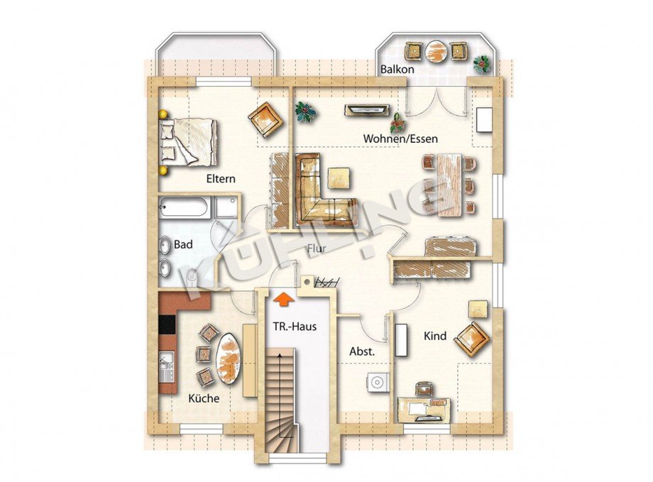 Grundriss - Abweichungen vorbehalten - Dachgeschosswohnung Lohne