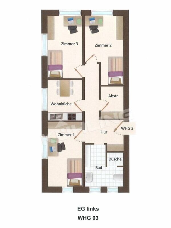 Grundriss - Zimmer 1 Erdgeschosswohnung Vechta