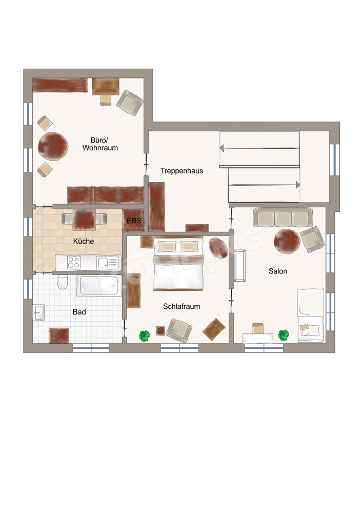 Illustrierte Darstellung OG - Abweichungen vorbehalten - Haus Lohne (Oldenburg)