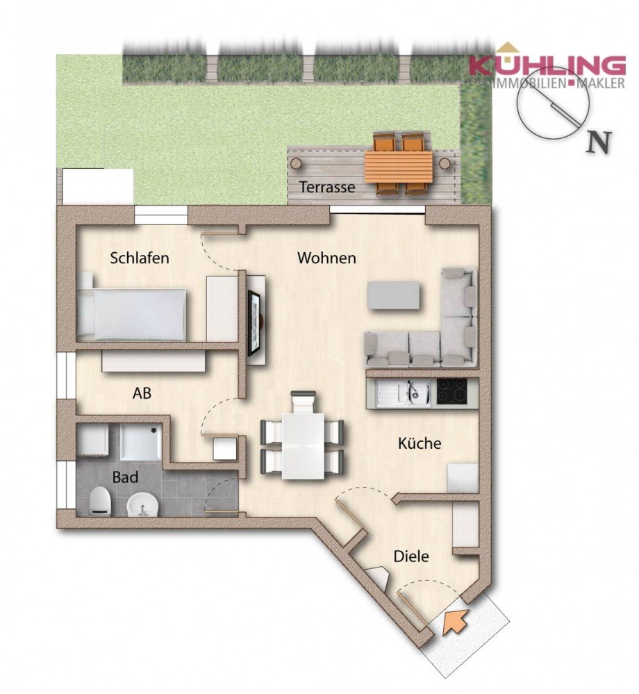 Grundriss - Abweichungen vorbehalten - Erdgeschosswohnung Vechta