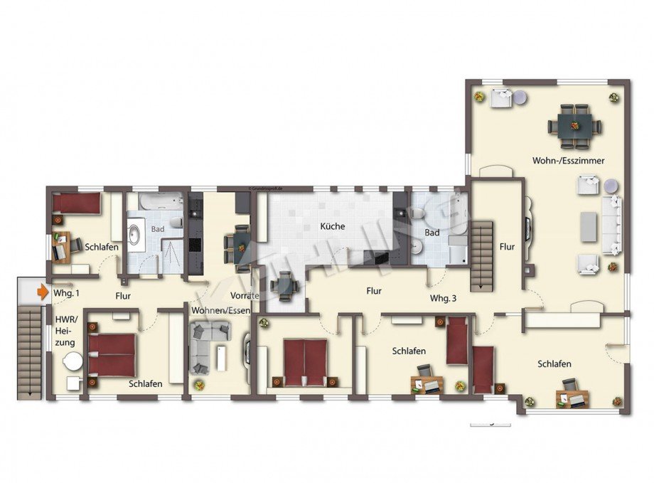 Grundriss Obergeschoss - Abweichungen vorbehalten - Mehrfamilienhaus Goldenstedt
