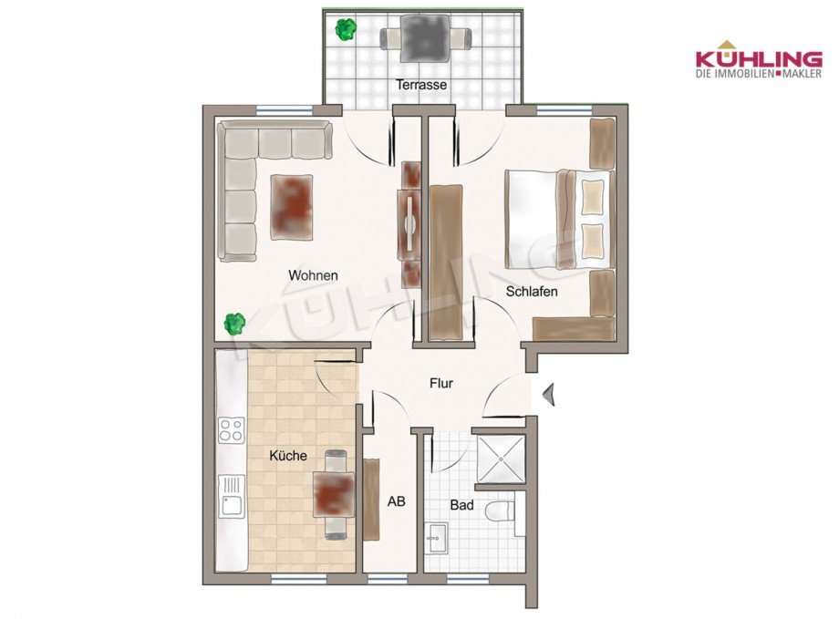 Grundriss - Abweichungen vorbehalten - Erdgeschosswohnung Vechta