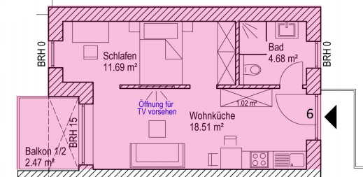 Grundriss Studio Etagenwohnung Vechta