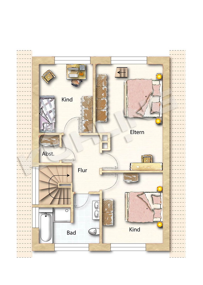Grundriss Obergeschoss - Abweichungen vorbehalten - Einfamilienhaus Vechta