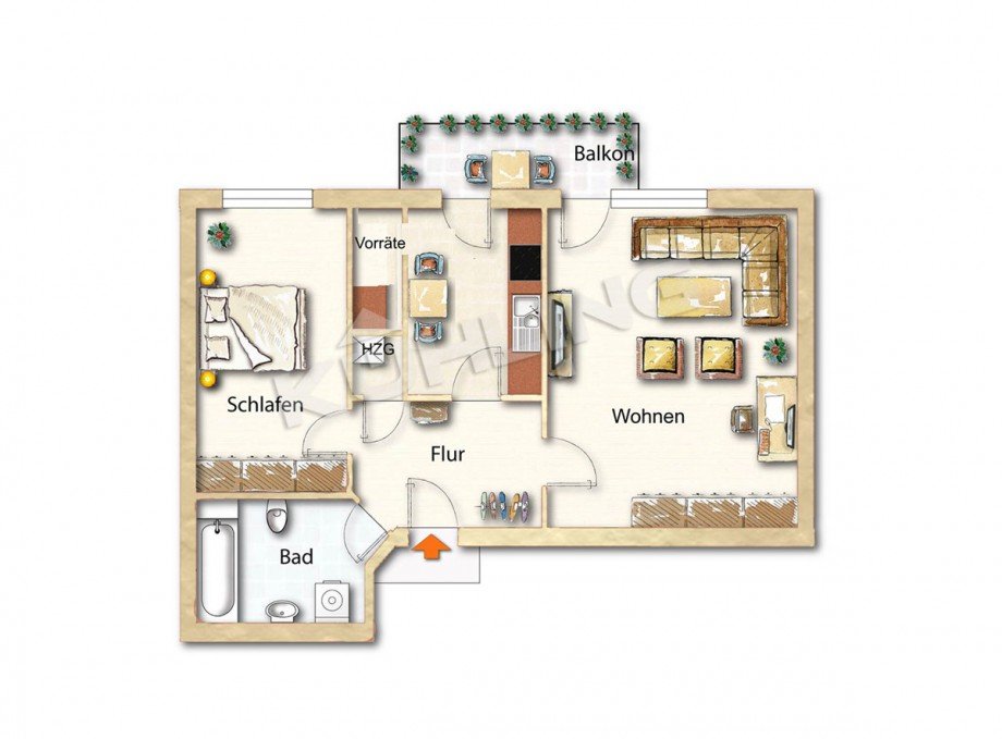 Grundriss - Abweichungen vorbehalten - Etagenwohnung Vechta