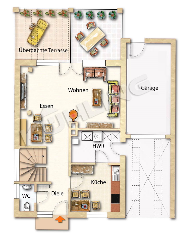 Grundriss Erdgeschoss - Abweichungen vorbehalten - Einfamilienhaus Vechta