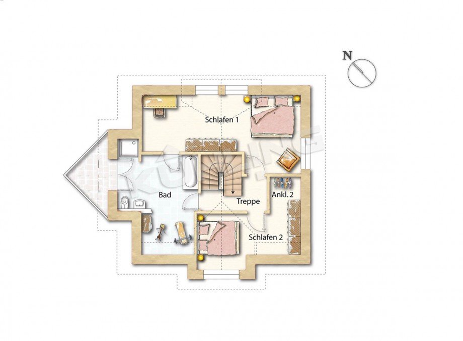 Grundriss Obergeschoss - Abweichungen vorbehalten - Einfamilienhaus Goldenstedt