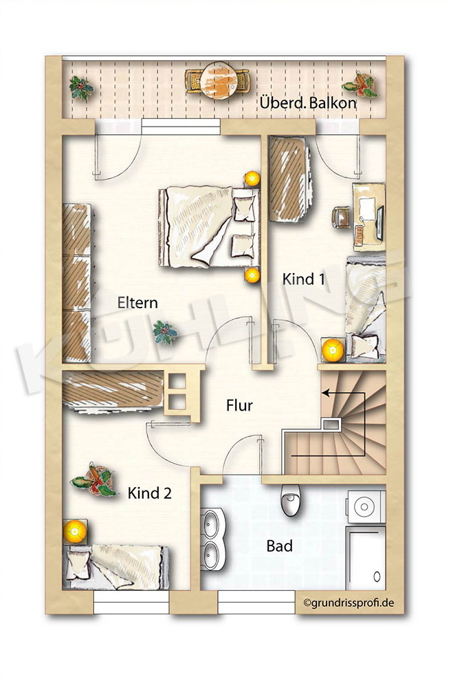 Grundriss OG - Abweichungen vorbehalten - Reihenmittelhaus Lohne