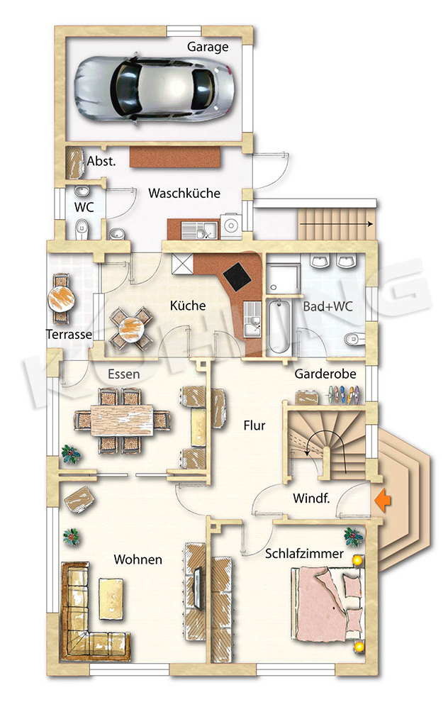 Grundriss EG Nutzungsvariante ZFH Einfamilienhaus Twistringen