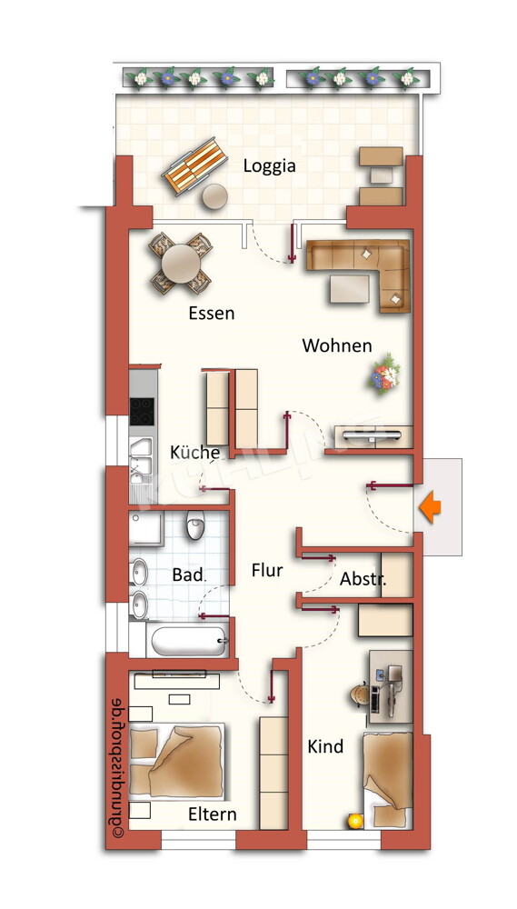 Grundriss - Abweichungen vorbehalten - Etagenwohnung Vechta