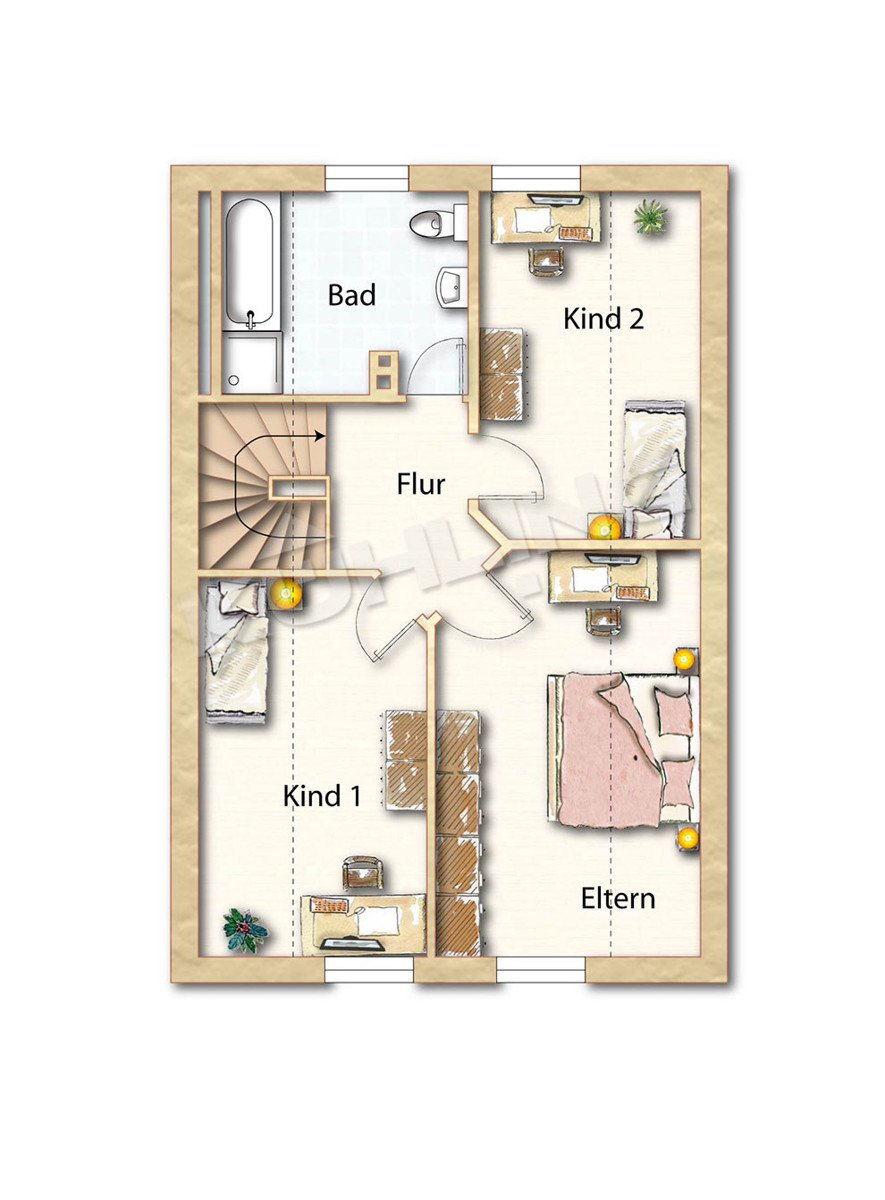 Grundriss OG - Abweichungen vorbehalten - Doppelhaush�lfte Dinklage