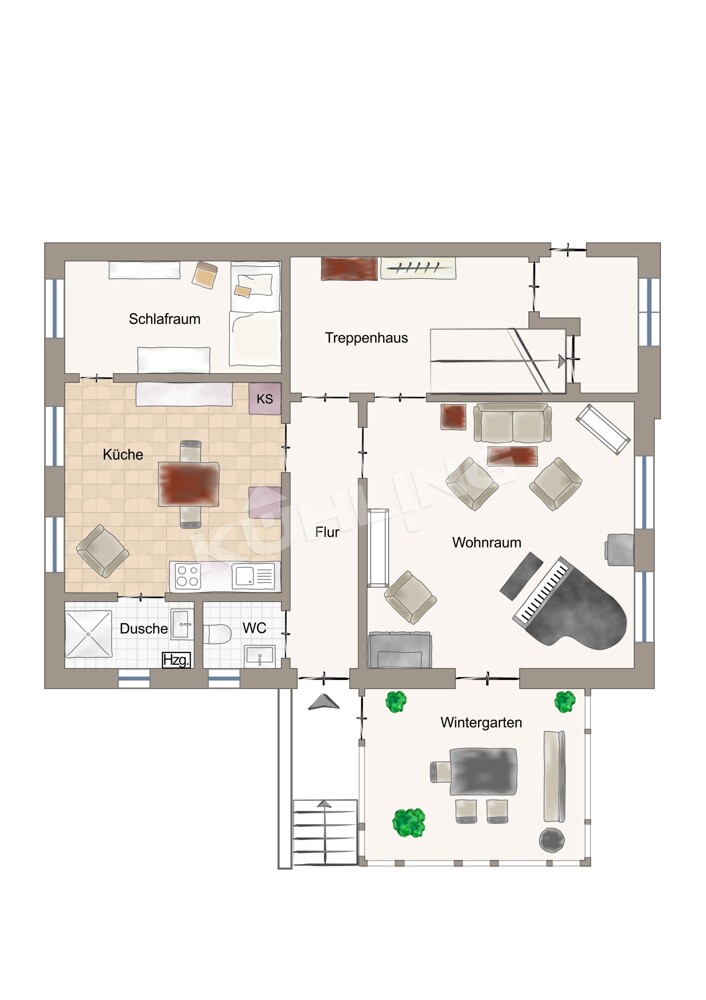 Illustrierte Darstellung EG - Abweichungen vorbehalten - Haus Lohne (Oldenburg)